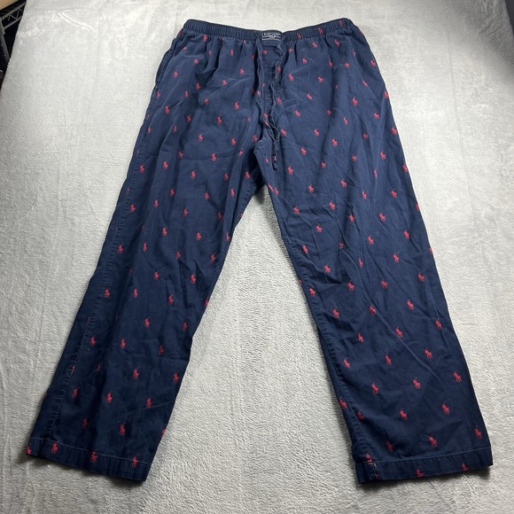 Polo Ralph Lauren Classic Pajama Pants Sleepwear Mens Large Navy All Over Print - Picture 1 of 10